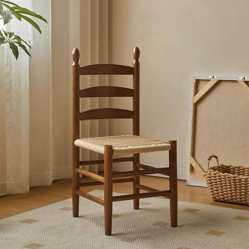 Retro Woven Rubberwood Cord Dining Chair