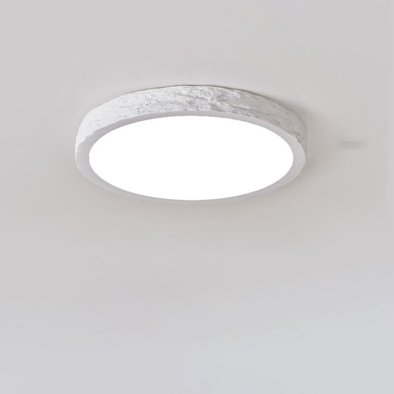 Minimalist Stone Grain Resin Iron LED Flush Mount Light