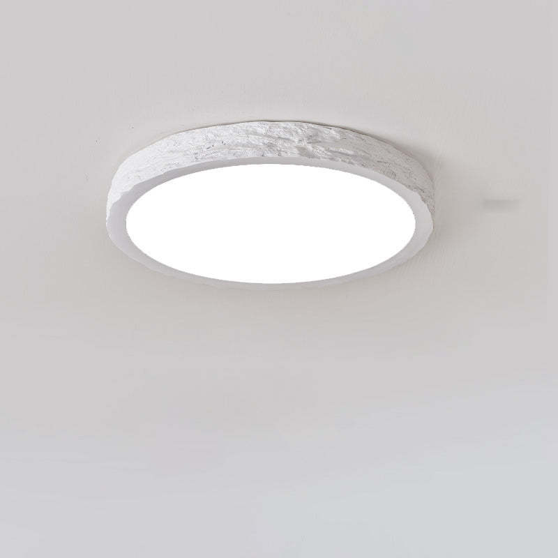 Minimalist Stone Grain Resin Iron LED Flush Mount Light