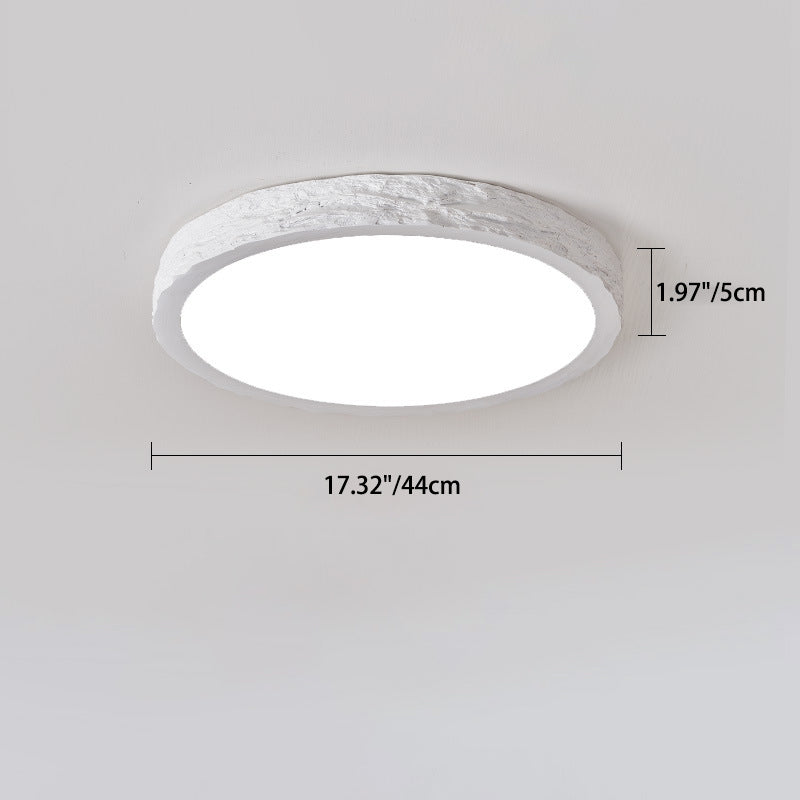 Minimalist Stone Grain Resin Iron LED Flush Mount Light