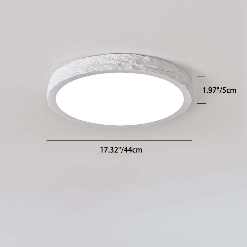 Minimalist Stone Grain Resin Iron LED Flush Mount Light