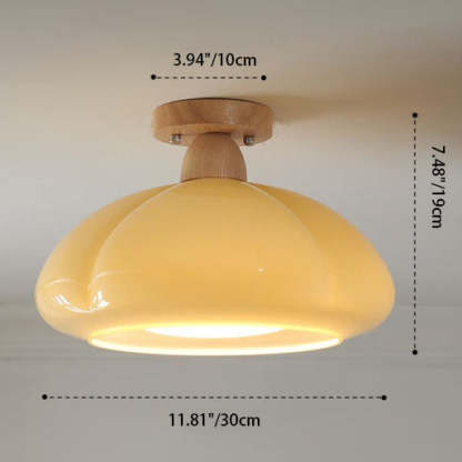 Modern Cream Rubberwood 1-Light Ceiling Light