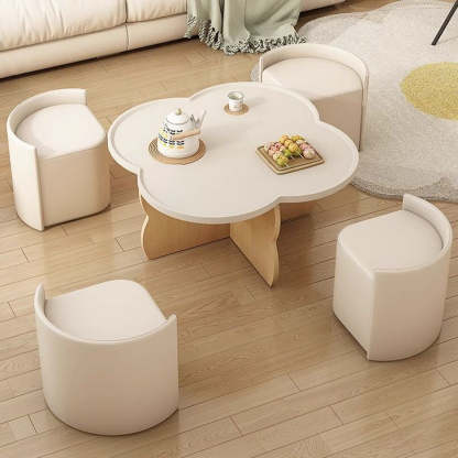 Nordic Flower Shape Engineered Wood Wood Coffee Table