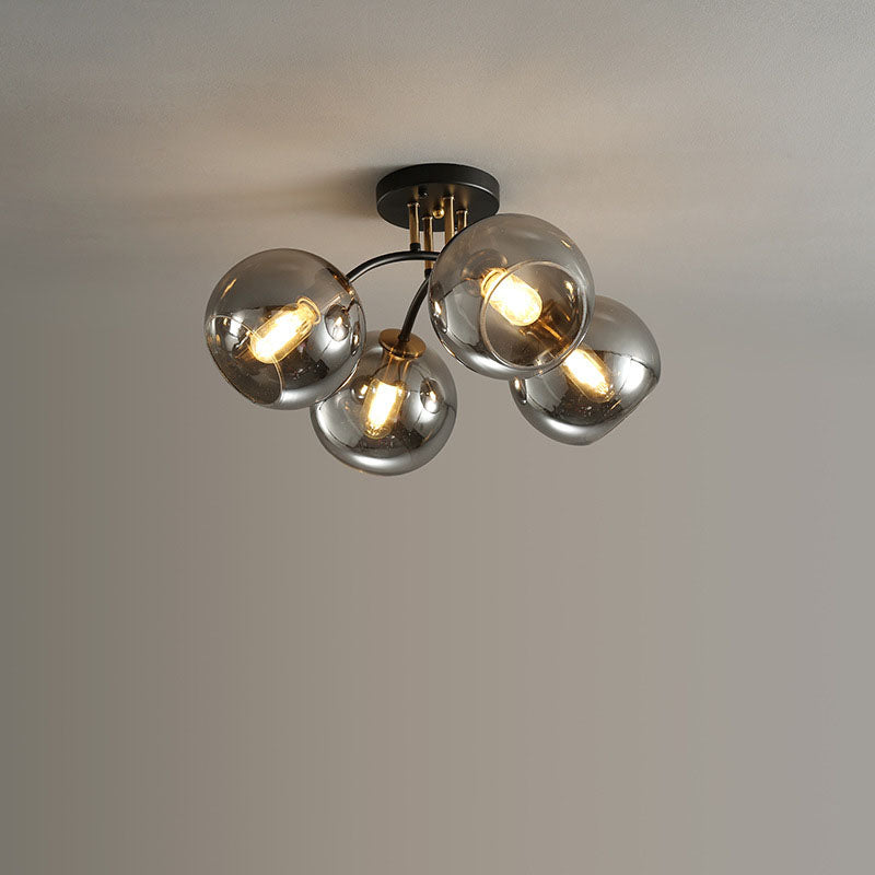 Modern Glass Magic Bean Round Semi-Flush Ceiling Light