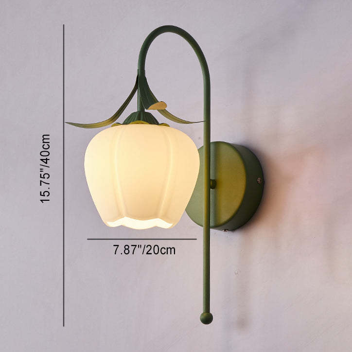 Nordic Vintage Floral Pumpkin Cream Glass Sconce