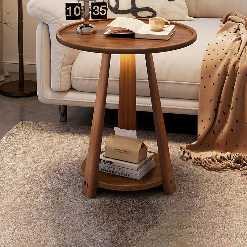 Nordic Round Wood 2-Tier Coffee Table — Wood