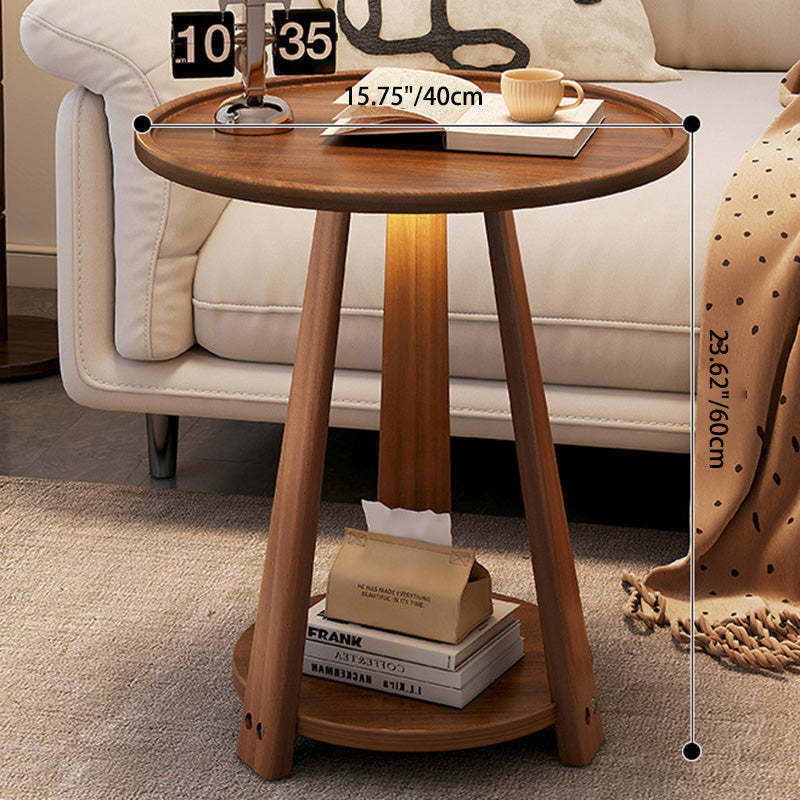 Minimalist Tripod Wood 2-Tier Coffee Table — Original Wood