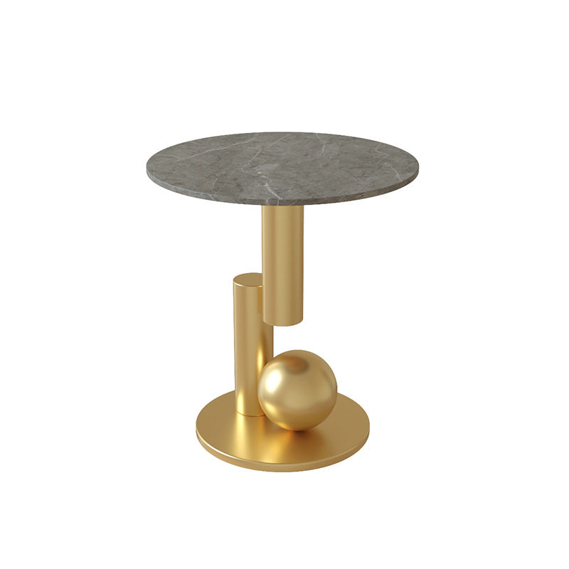 Luxury Rock Slab Geometric Base End Table