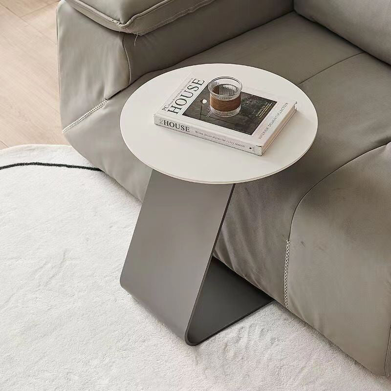 Scandinavian Round Rock Slab Iron Coffee Table