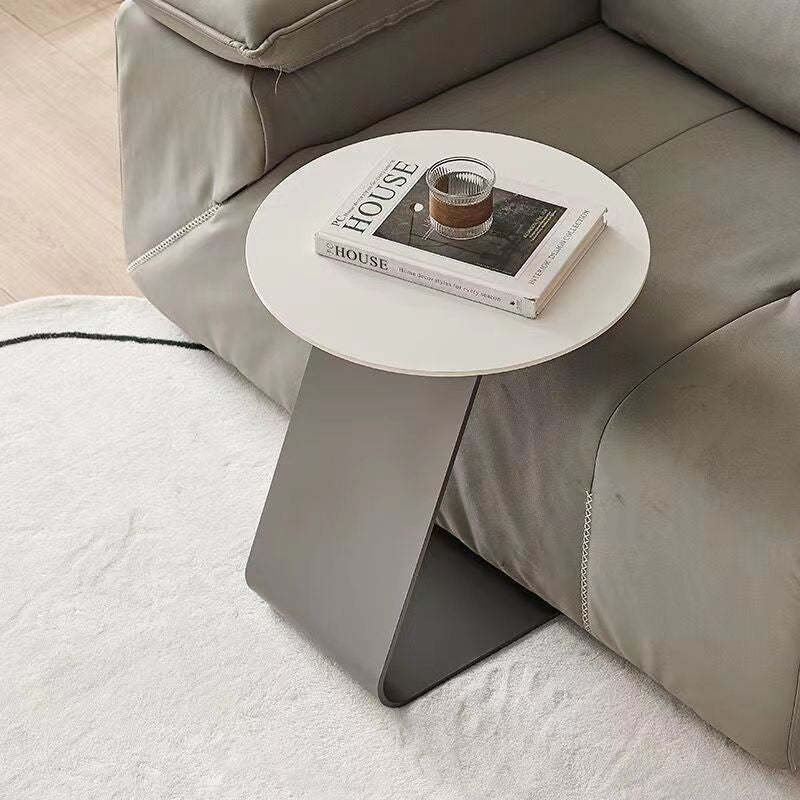 Scandinavian Round Rock Slab Iron Coffee Table