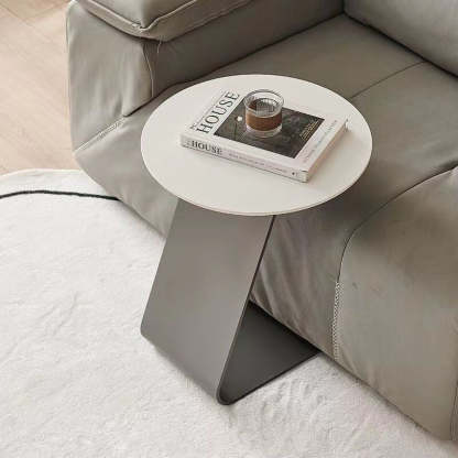 Scandinavian Round Rock Slab Iron Coffee Table