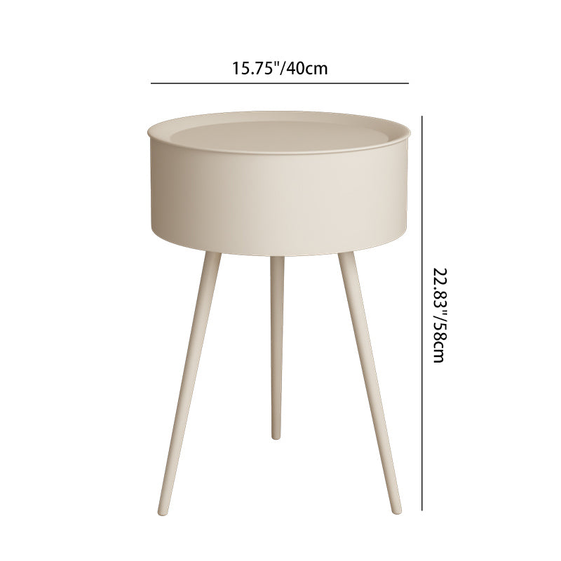 Minimalist Round Iron 1-Storage Nightstand — Gray