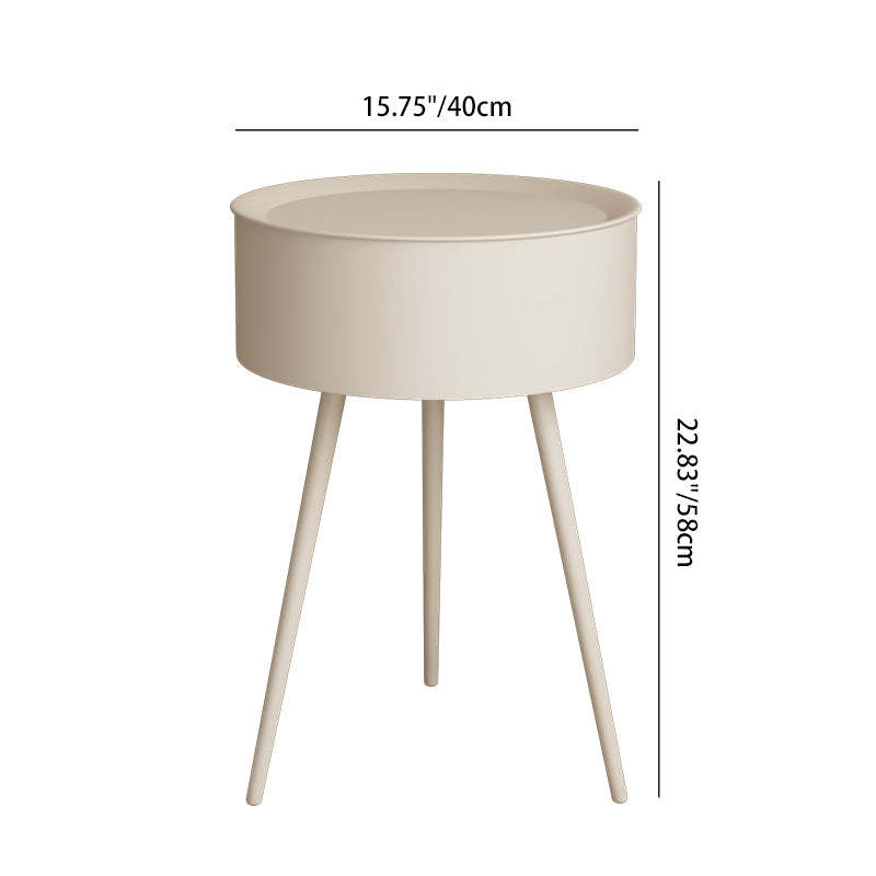 Minimalist Round Iron 1-Storage Nightstand — Gray