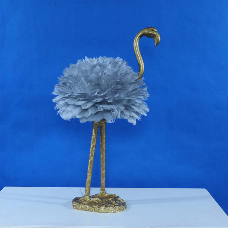 Nordic Goose Feather Metal Flamingo Ball Table Lamp