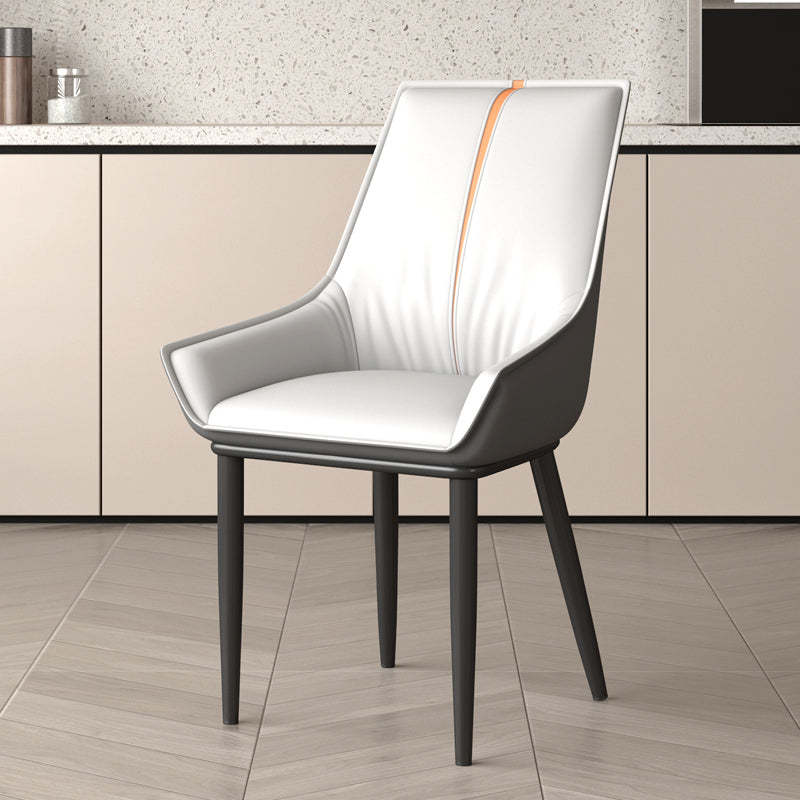 Nordic Leather Upholstered Dining Chair — Orange