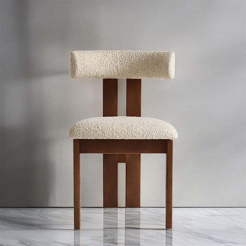 Scandinavian Wood Lambswool Semi-Round Dining Chair