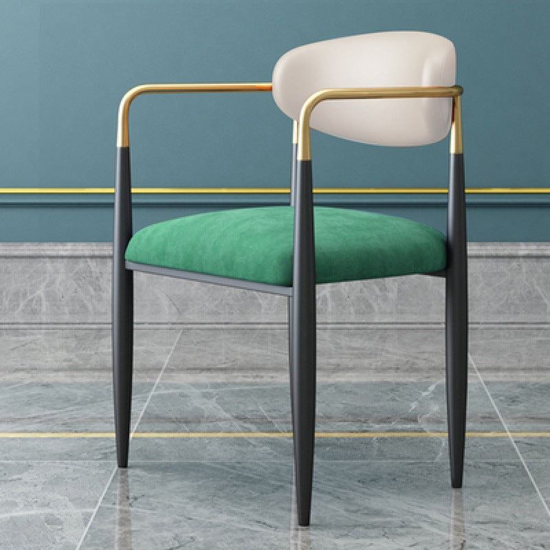 Nordic Half Round Velvet Leather Iron Dining Chair