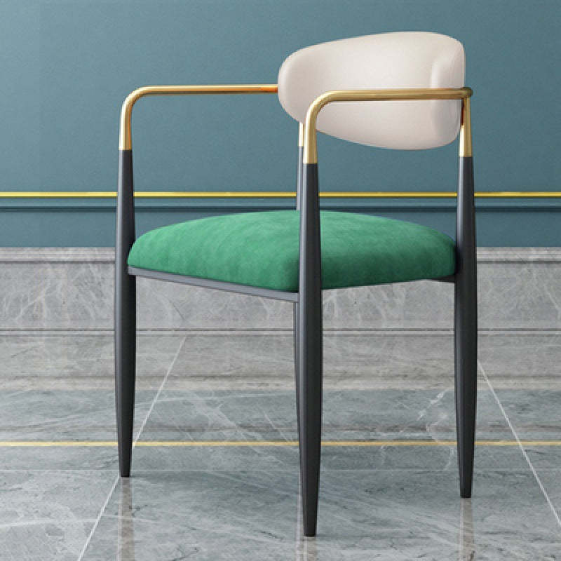 Nordic Half Round Velvet Leather Iron Dining Chair