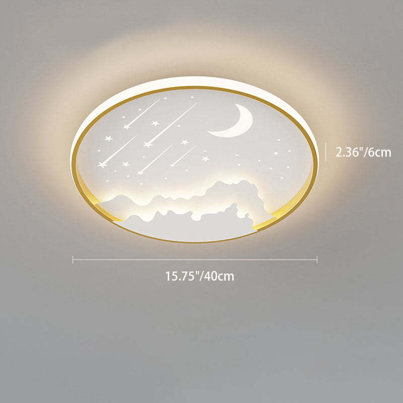 Modern Iron Round Kids LED Flush Mount Light
