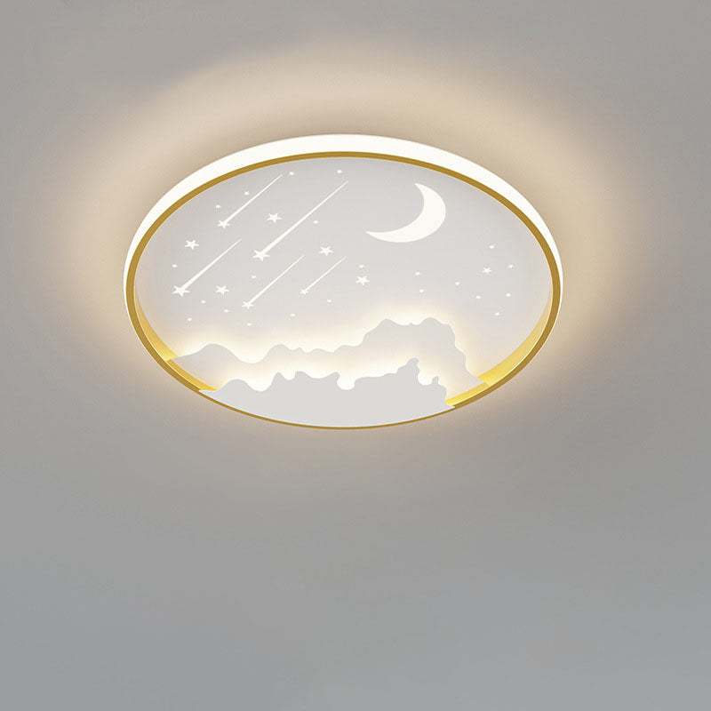 Modern Iron Round Kids LED Flush Mount Light