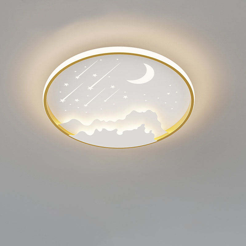 Modern Iron Round Kids LED Flush Mount Light
