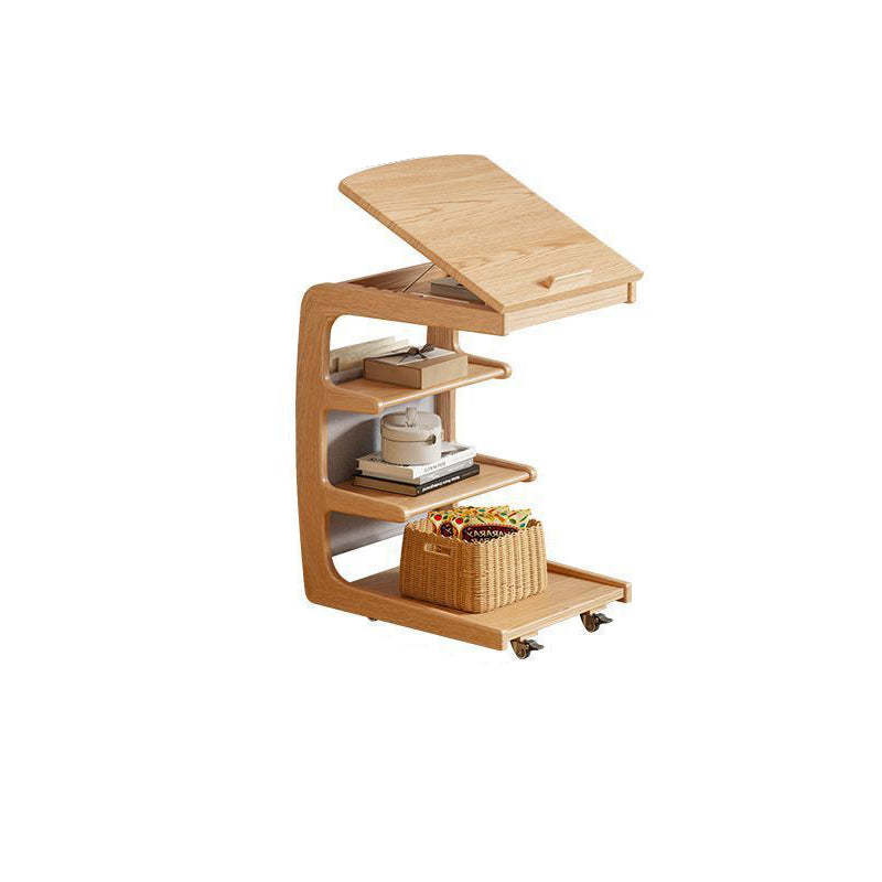 Japanese Wood Flip Cover 4-Tier End Table