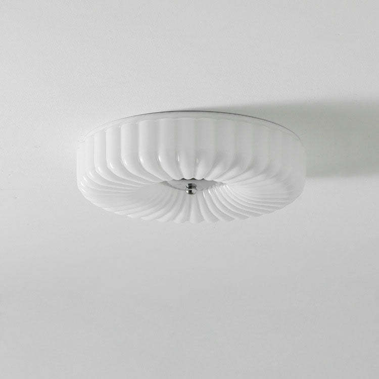 Nordic Striped Glass Round LED Flush Mount Light