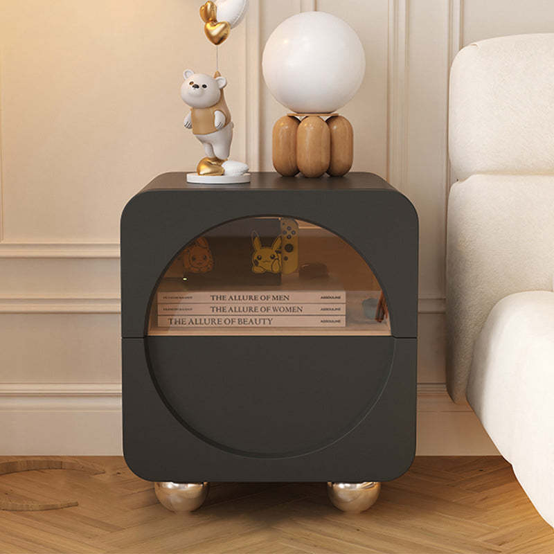 Nordic Cubic Engineered Wood 2-Drawer Side Table — Beige