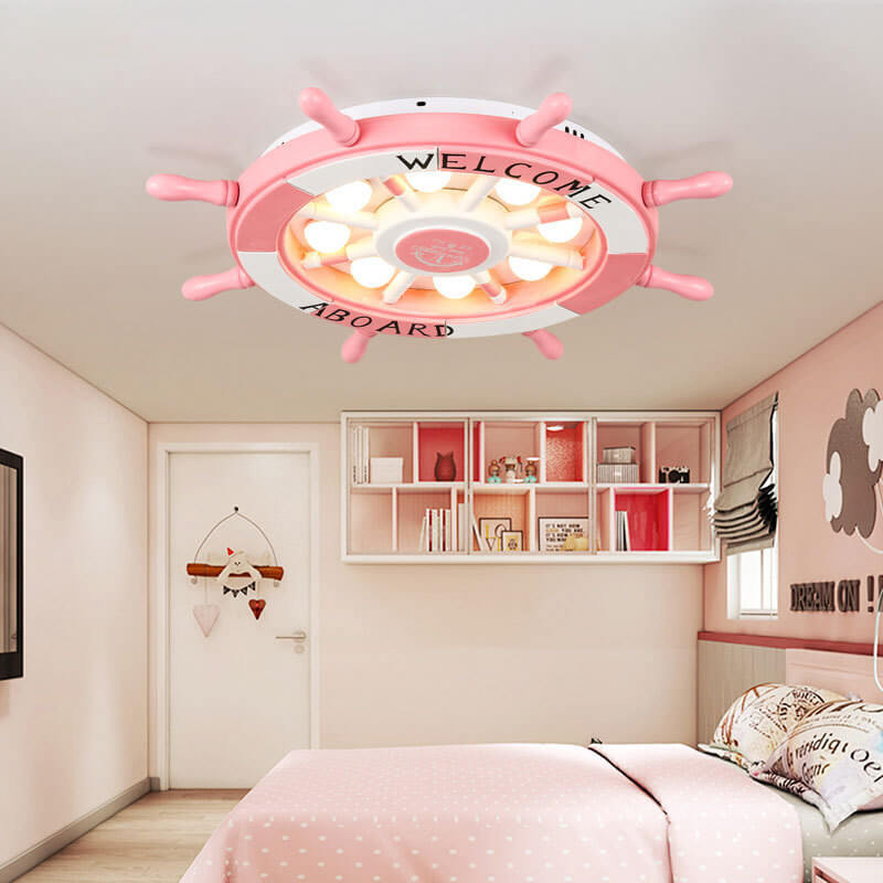 Cartoon Plastic Sailboat LED Flush Mount Light