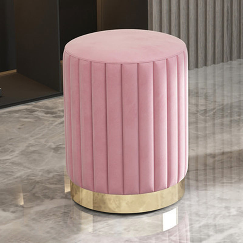Minimalist Round Velvet Metal Vanity Stool