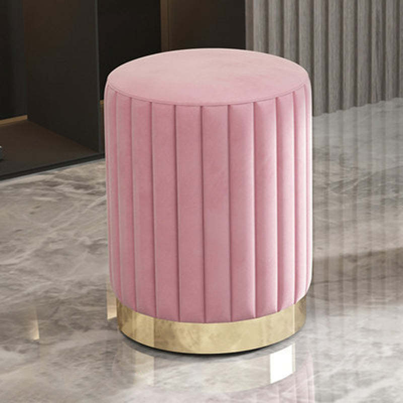 Minimalist Round Velvet Metal Vanity Stool