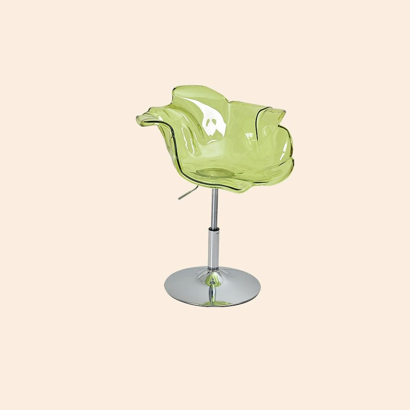Contemporary Petal Acrylic Liftable Dining Chair — Smoky Gray Seat + Gold Base