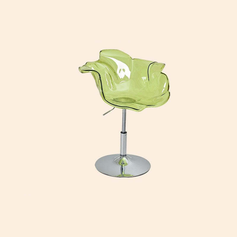 Contemporary Petal Acrylic Liftable Dining Chair — Smoky Gray Seat + Gold Base