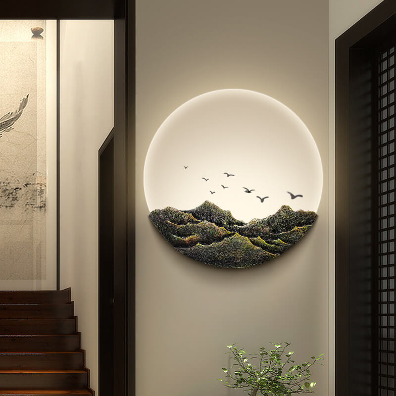 Chinese Classical Resin Mountain Acrylic LED Wall Sconce — A / 220V-240V For UK/AU