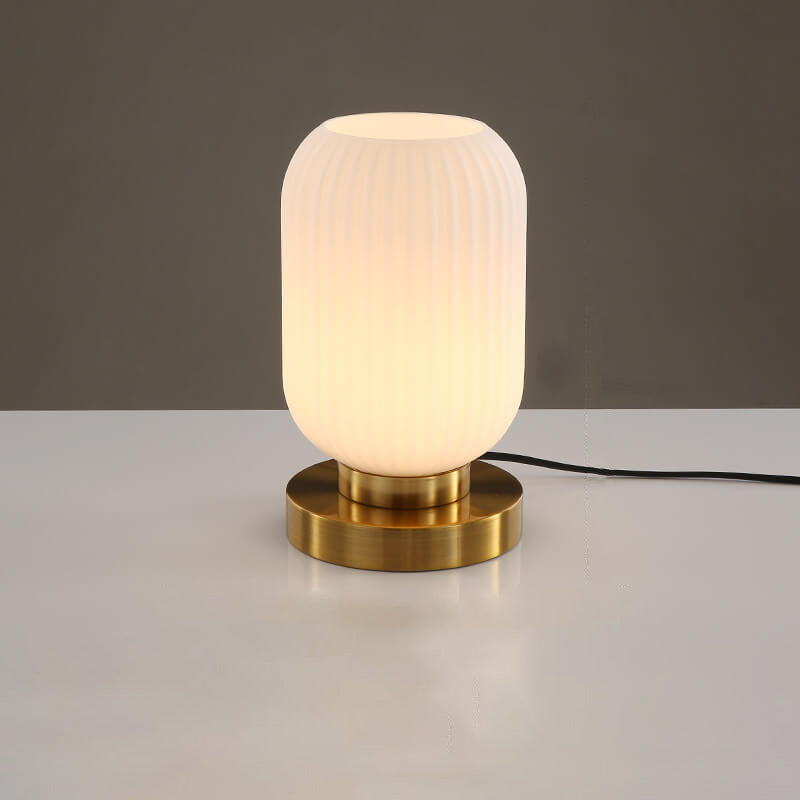 Nordic Striped Glass Oval Table Lamp