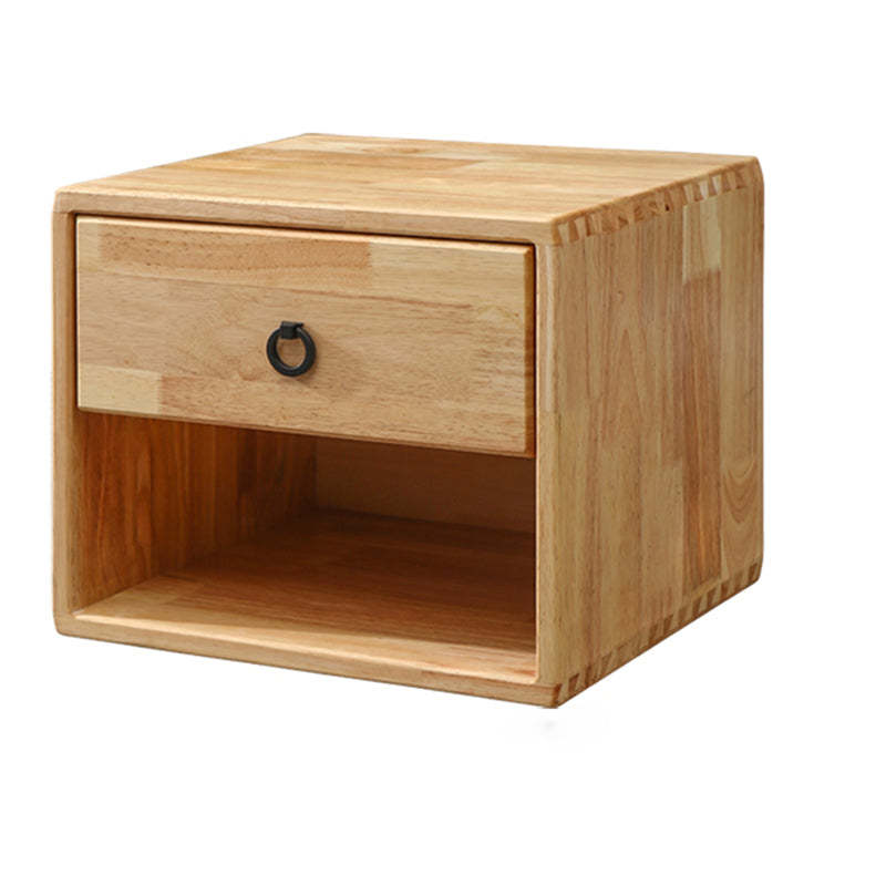 Modern Rubber Wood Metal 1/2-Drawer Nightstand