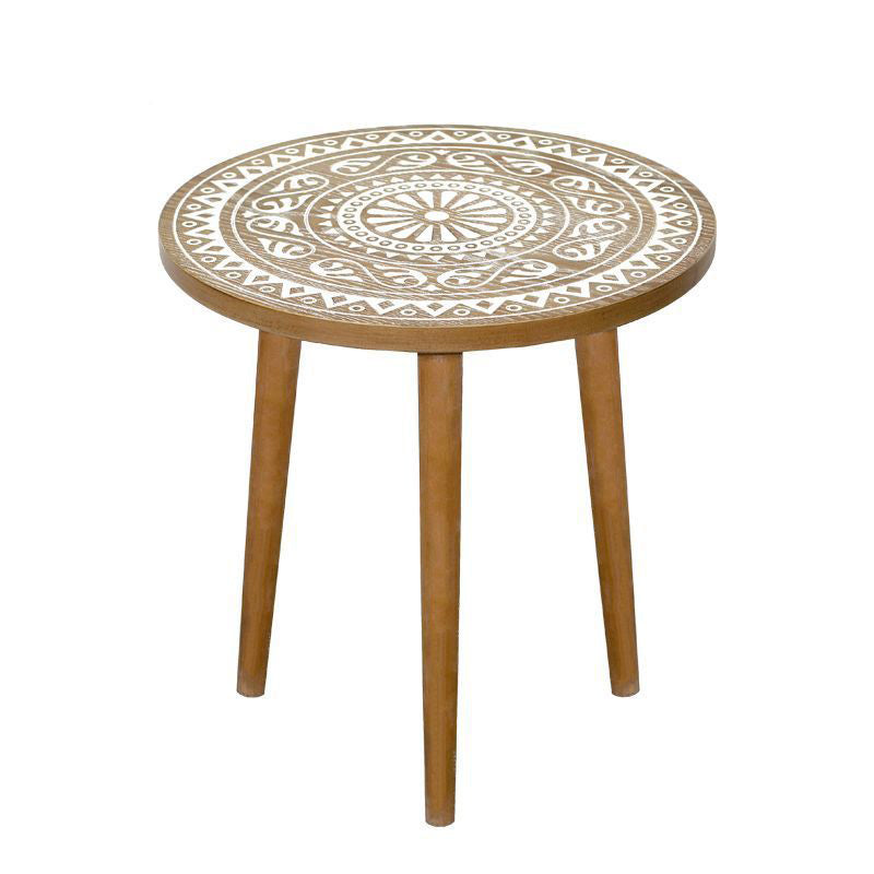 Contemporary Patterned Wood Iron Coffee Table