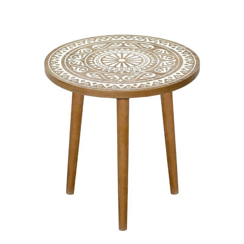 Contemporary Patterned Wood Iron Coffee Table