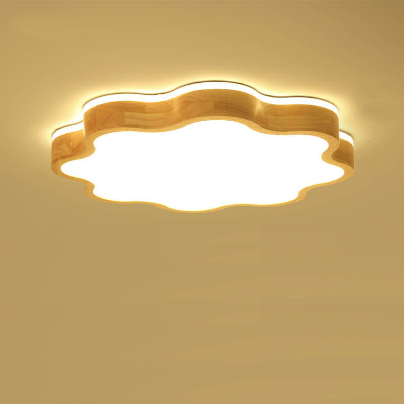 Nordic Flower Wooden LED Flush Mount Light