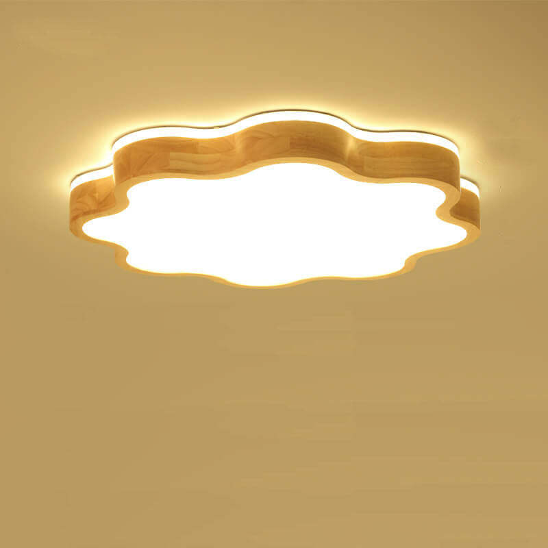 Nordic Flower Wooden LED Flush Mount Light