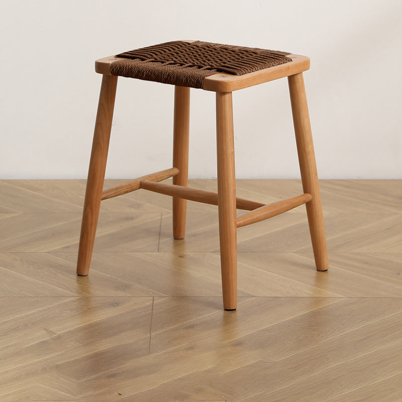 Japanese Rope Woven Wooden Bar Stool