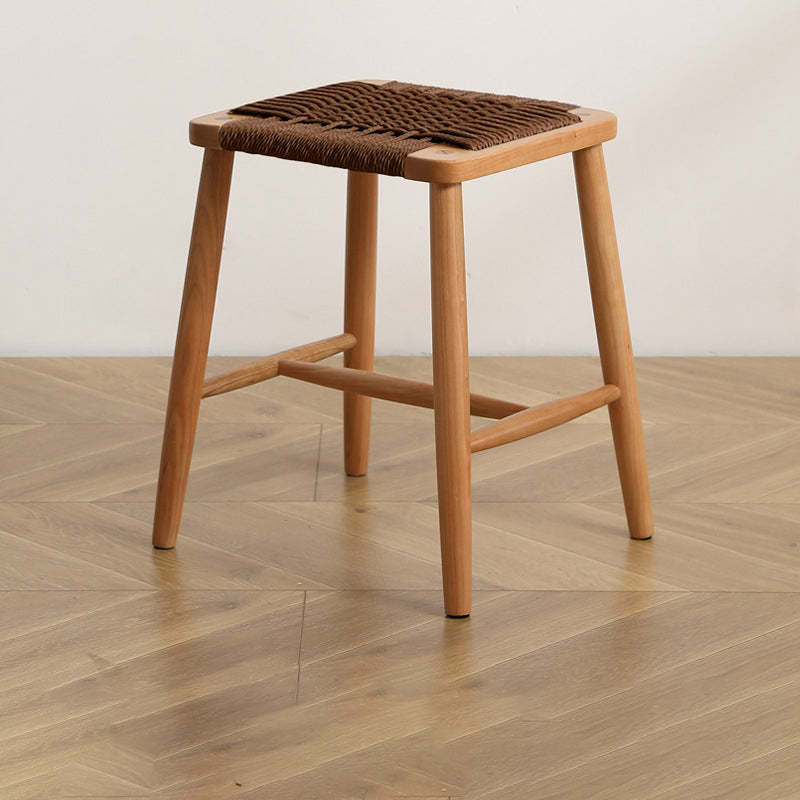 Japanese Rope Woven Wooden Bar Stool