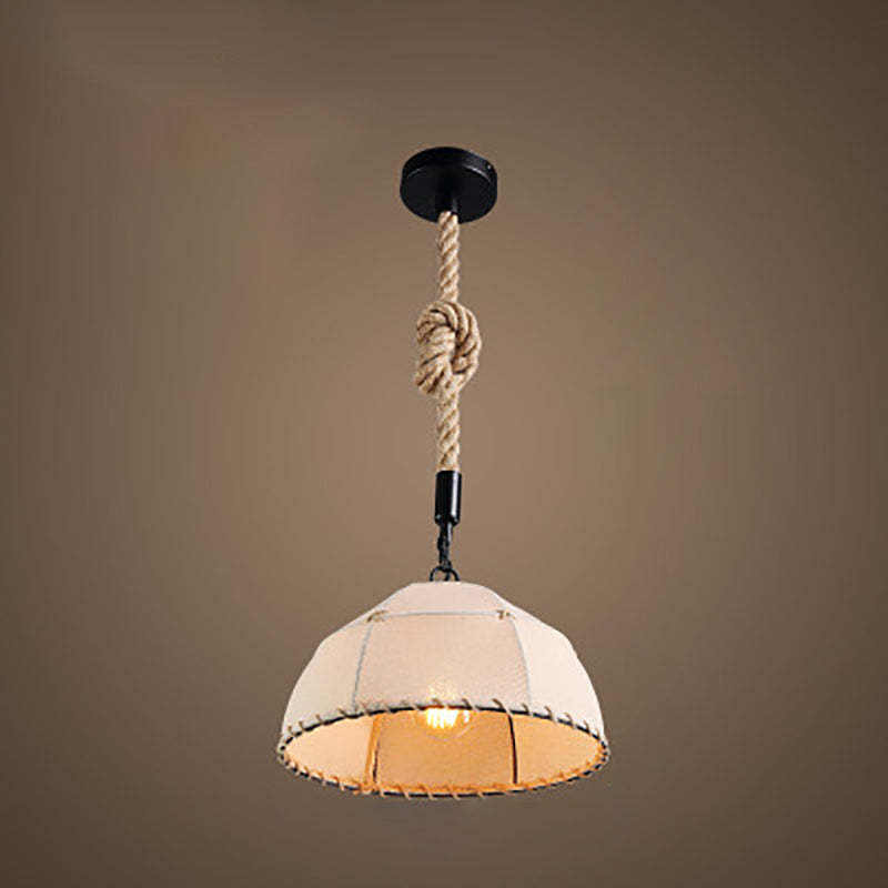 Traditional Rustic Fabric Semicircle Pendant Light