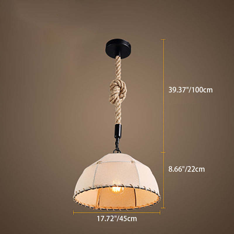 Traditional Rustic Fabric Semicircle Pendant Light