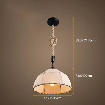 Traditional Rustic Fabric Semicircle Pendant Light