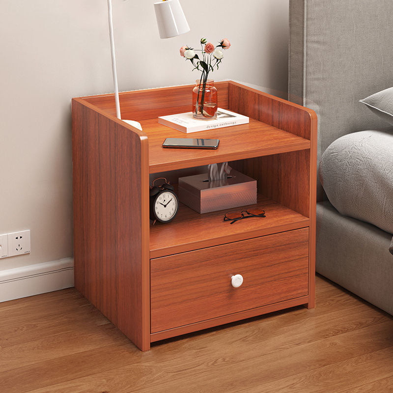 Minimalist Rectangular 1/2/3-Drawer Nightstand — B - 1 Drawer & Lockable - Nordic Maple Color
