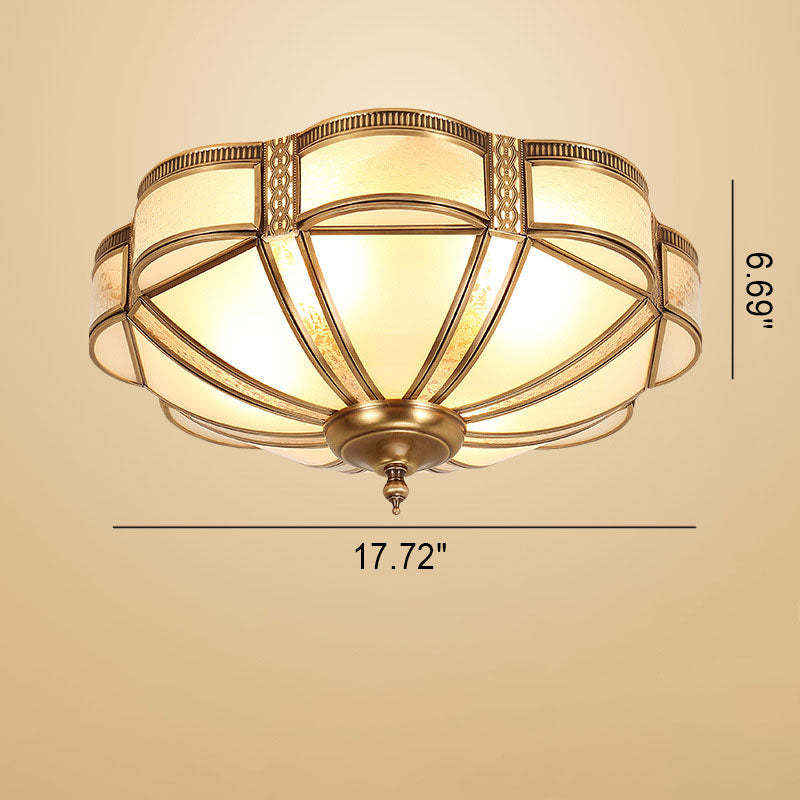 European Floral Copper Glass 3/4/6-Light Flush Mount