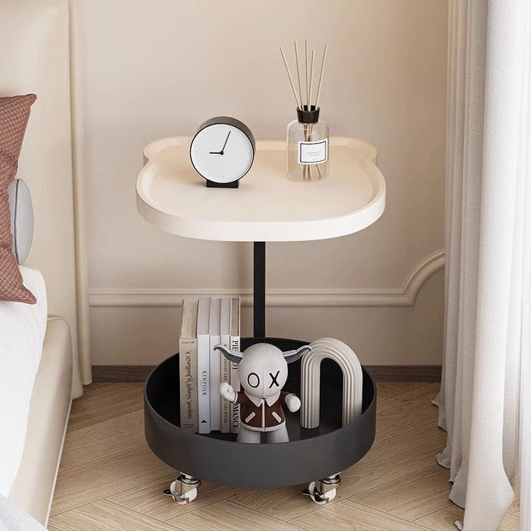 Nordic Round Wood 2-Tier Side Table — Black