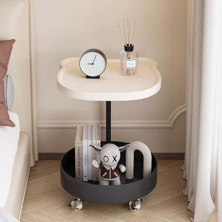 Nordic Round Wood 2-Tier Side Table — Black