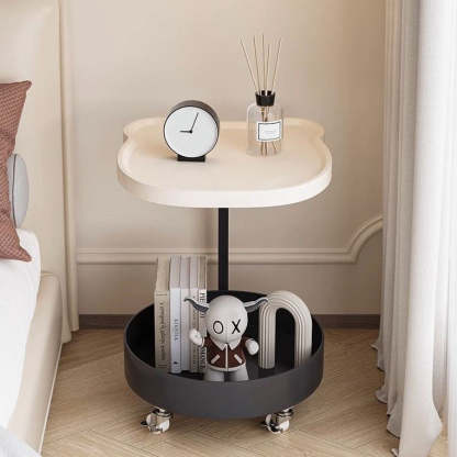 Nordic Round Wood 2-Tier Side Table — Black